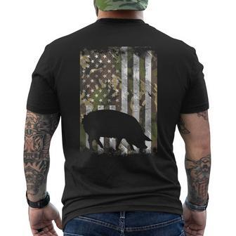 Camo Us Flag Pig Vintage Farm Animal Patriotic Farmer Men's T-shirt Back Print - Seseable