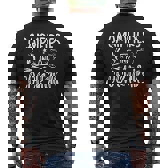 Campfires And Cocktails Graphic Camping Men's T-shirt Back Print - Seseable