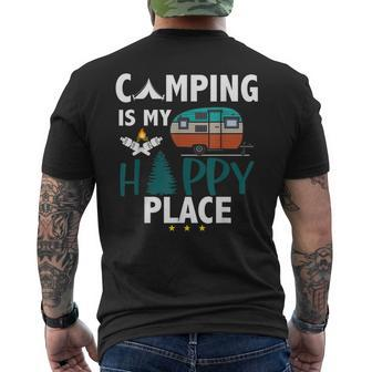 Camping Is My Happy Place Camp Camper Camping Graphic Men's Back Print T-shirt | Mazezy