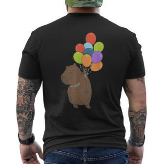 Capybara Gifts Lovely Capybara With Balloon Cute Animal Mens Back Print T-shirt | Mazezy