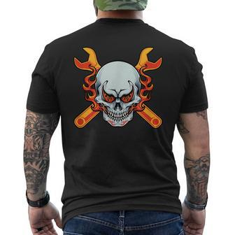 Car Mechanic Gift Race Car Guy Auto Garage Diesel Skull Mens Back Print T-shirt