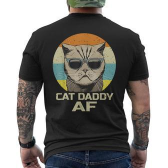 Cat Daddy Af Vintage Graphic Fathers Day Cat Dad Men's T-shirt Back Print - Seseable