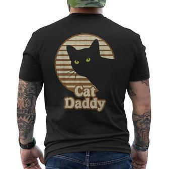 Mens Cat Daddy Vintage Eighties 80S Style Cat Dad Retro Men's T-shirt Back Print - Seseable