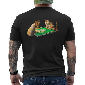 Cat Mahjong With Letters Mens Clothes Goods Jokushi Men's Back Print T-shirt | Mazezy AU