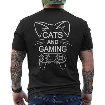 Cats And Gaming Cat Lover Gaming Gamer Men's T-shirt Back Print - Thegiftio UK