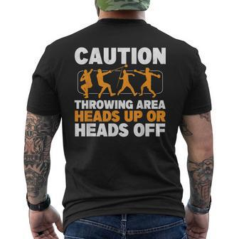 Caution Throwing Area Shot Put Track And Field Thrower Men's Back Print T-shirt | Mazezy