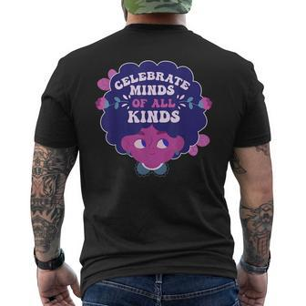 Celebrate Minds Of All Kinds Mental Health Autism Awareness Mens Back Print T-shirt - Seseable