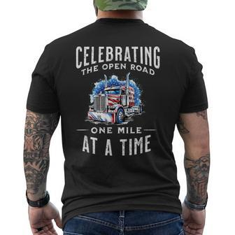 Celebrate The Open Road As A Trucker - Us Trucking - Us Flag Mens Back Print T-shirt - Thegiftio UK