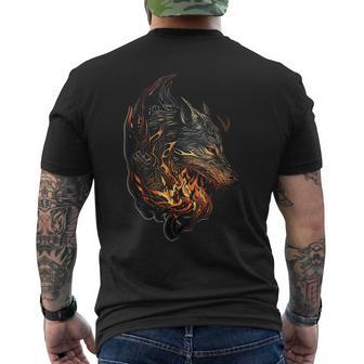 Celtic Wolf Fenrir Viking Nordic Vikings Flames Dad Themed Mens Back Print T-shirt | Mazezy