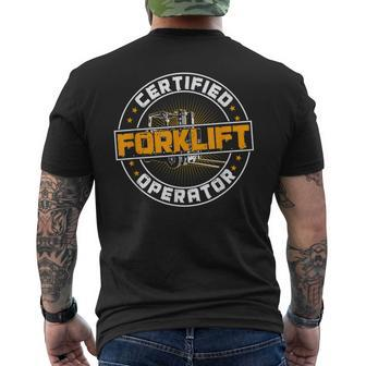 Certified Forklift Operator Fork Lift Driver Men's Back Print T-shirt | Mazezy