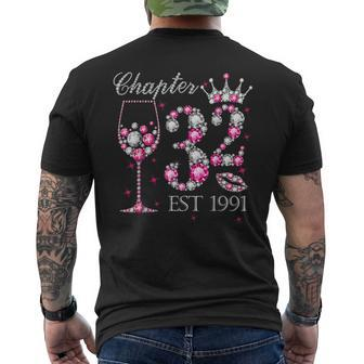 Chapter 32 Years Est 1991 32Nd Birthday Pink Wine Crown Men's Back Print T-shirt