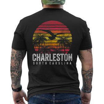 Charleston Sc South Carolina Beach Vintage Retro Sunset Men's T-shirt Back Print - Seseable