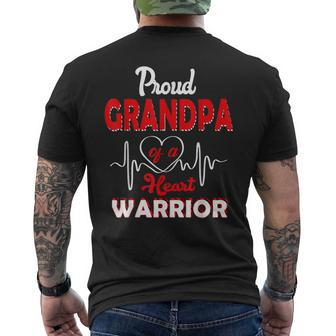 Chd Awareness Gift Proud Grandpa Of A Heart Warrior Mens Back Print T-shirt | Mazezy