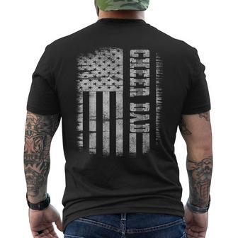 Cheer Dad Proud Cheerleading American Flag Best Cheer Dad Men's T-shirt Back Print - Seseable