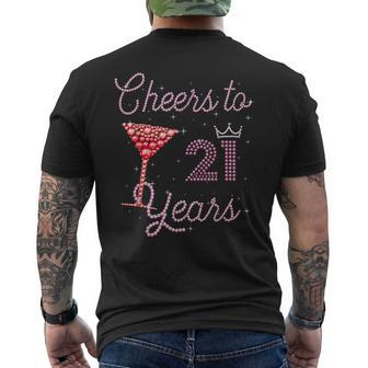Cheers To 21 Years 21St Birthday 21 Years Old Bday Men's Back Print T-shirt | Mazezy