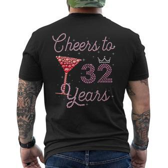 Cheers To 32 Years 32Nd Birthday 32 Years Old Bday Men's Back Print T-shirt | Mazezy
