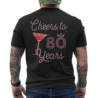 Cheers To 80 Years 80Th Birthday 80 Years Old Bday Men's Back Print T-shirt | Mazezy