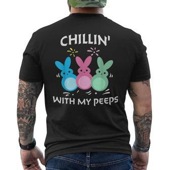 Chillin With My Peeps Colorful Bunny Rabbit Happy Easter Day Men's T-shirt Back Print - Seseable