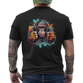 Chimpanzee Battle-Ready Protective Gear Resilient Men's Back Print T-shirt | Mazezy