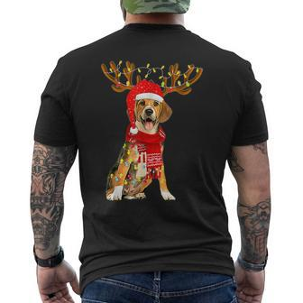 Christmas Lights Beagle Dog Lover Dog Dad Dog Mom Mens Back Print T-shirt | Mazezy