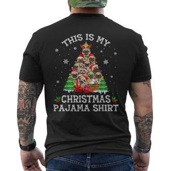 Christmas Pajama Funny Pug Tree Dog Xmas Dog Dad Mom Mens Back Print T-shirt | Mazezy