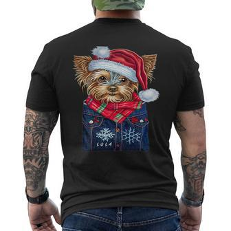 Christmas Yorkie Puppy Named Lola I Keep In My Pocket Mens Back Print T-shirt - Seseable