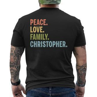 Christopher Last Name Peace Love Family Matching Mens Back Print T-shirt - Seseable