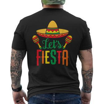 Cinco De Mayo Lets Fiesta Mexican Maracas Sombrero Men's Back Print T-shirt | Mazezy
