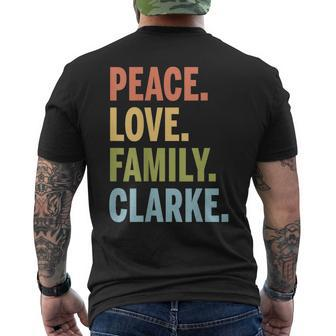 Clarke Last Name Peace Love Family Matching Mens Back Print T-shirt - Seseable