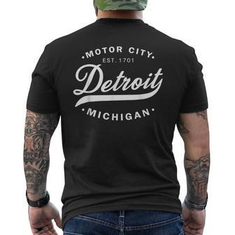 Classic Michiganians Vintage Detroit Motor City Michigan Mi Men's Back Print T-shirt | Mazezy