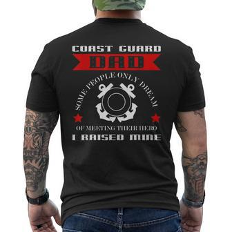 Coast Guard Dad Raised My Hero Coast Guardsman Men's T-shirt Back Print - Seseable