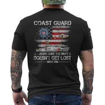 Coast Guard Veteran Uscg American Flag Veterans Day Men's T-shirt Back Print - Seseable