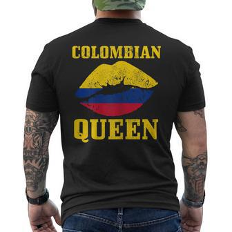 Colombian Queen Colombia Flag Pride Vintage Girls Men's Back Print T-shirt | Mazezy