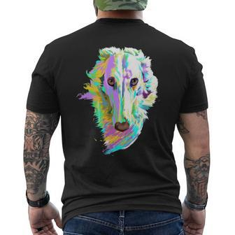 Colored Borzoi Dog Men's Back Print T-shirt | Mazezy