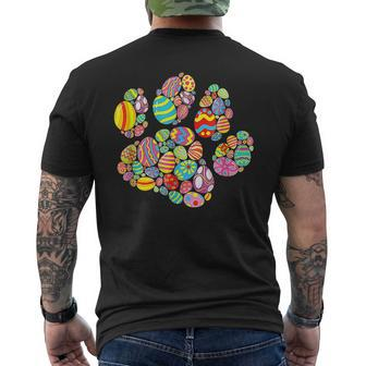 Colorful Egg Paw Print Dog Cat Lovers Easter Day Men's T-shirt Back Print - Seseable