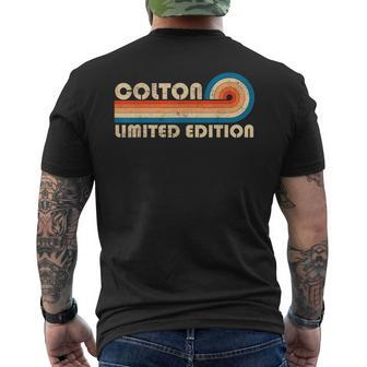 Colton Name Personalized Retro Vintage Birthday Men's Back Print T-shirt | Mazezy