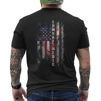 Combat Medic Instructing Usa American Military Flag Mens Back Print T-shirt | Mazezy