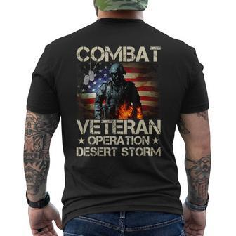 Mens Combat Veteran Operation Desert Storm Soldier Men's T-shirt Back Print - Seseable