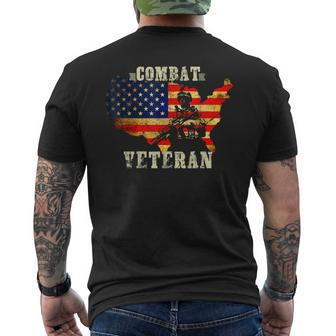 Combat Veteran Proud American Soldier Military Army Gift Mens Back Print T-shirt | Mazezy
