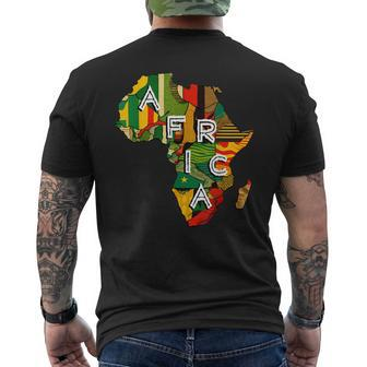 Cool Africa Map Traditional Kente Cloth African Melanin Mens Back Print T-shirt - Thegiftio UK