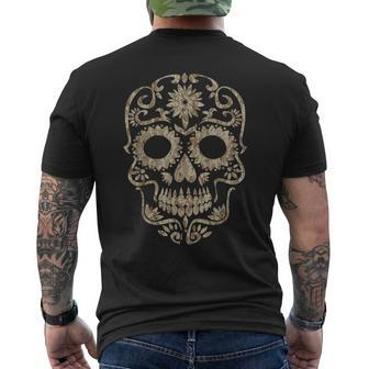 Cool Desert Camo Dia De Los Muertos Sugar Skull Camouflage Men's T-shirt Back Print - Seseable