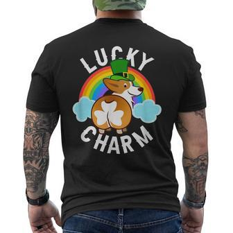Corgi Leprechaun - Lucky Charm - St Patricks Day Men's Back Print T-shirt | Mazezy