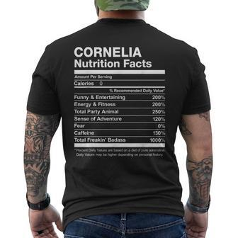 Cornelia Nutrition Facts Name Named Funny Mens Back Print T-shirt - Seseable