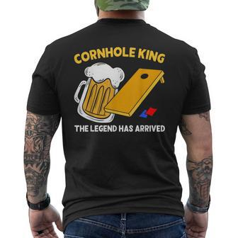 Cornhole King The Legend Has Arrived Drinking Beer Bean Bag Mens Back Print T-shirt - Seseable