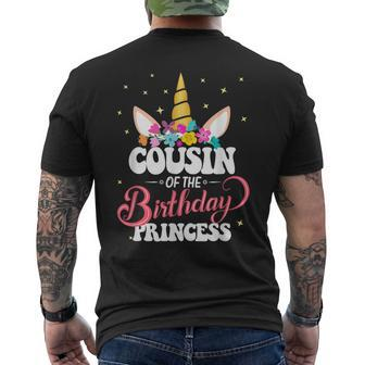 Cousin Of The Birthday Princess Mother Day Unicorn Bday Men's Back Print T-shirt | Mazezy