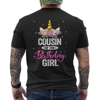 Cousin Of The Birthday Girl Father Gift Unicorn Birthday Mens Back Print T-shirt | Mazezy