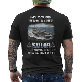 My Cousin Is A Sailor Aboard The Uss Abraham Lincoln Cvn 72 Men's T-shirt Back Print - Seseable