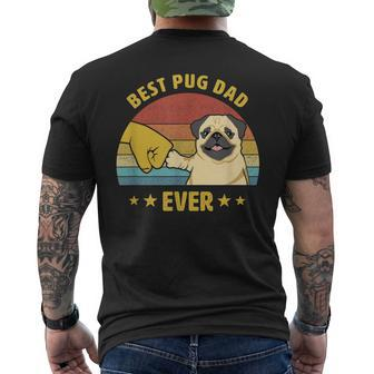 Mens Cute Best Pug Dad Ever Proud Vintage Puppy Lover Pug Retro Men's T-shirt Back Print - Seseable