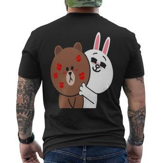 Cute Brown Bear Cony Bunny Rabbit Shower Me With Love Kisses Men's T-shirt Back Print - Seseable