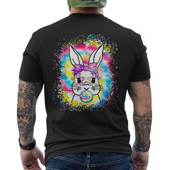 Cute Bunny With Bandana Heart Glasses Bubblegum Easter Day V3 Men's T-shirt Back Print - Seseable